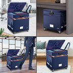 DocSafe File Box with Lock, 2-Layer Fireproof Document Box with Wheels,Collapsible File Storage Organizer with Pockets,Large 