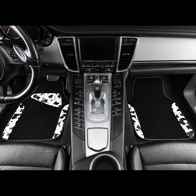 CAR PASS Waterproof Universal 3Pcs Car Floor Mats, Cow Print Car Mats Fit for SUV,Vans,sedans, Trucks,Set of Vehicles Car Car
