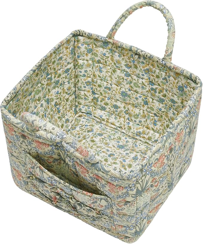 Boho Fabric Storage Basket, Large Capacity Laundry Basket, 12.2'' x 10.23'' x 10.23'' Collapsible Laundry Hamper with Easy Ca