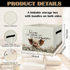 Rustic Pig Storage Bins & Boxes with Handles, Farmhouse Pig Foldable Basket for Organizing, Live Like Someone Left the Gate O