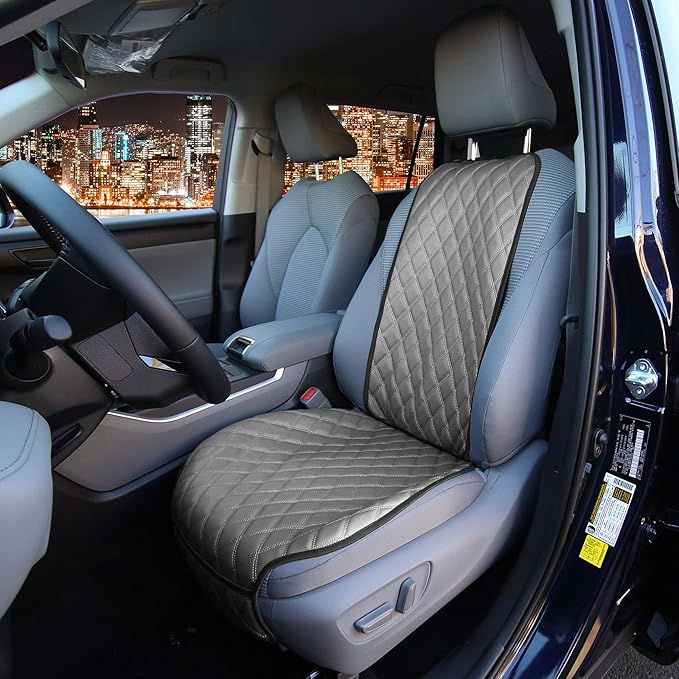 FH Group Car Seat Cushion – Faux Leather Single Front Seat Cover with Front Pockets, Airbag Compatible, Universal Fit Car Sea