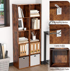 Cube Storage Organizer, 5 Cube Retro Bookshelf, Freestanding 5 Tier Open Shelf, Rustic Brown Retro Shelves for Home Office, B
