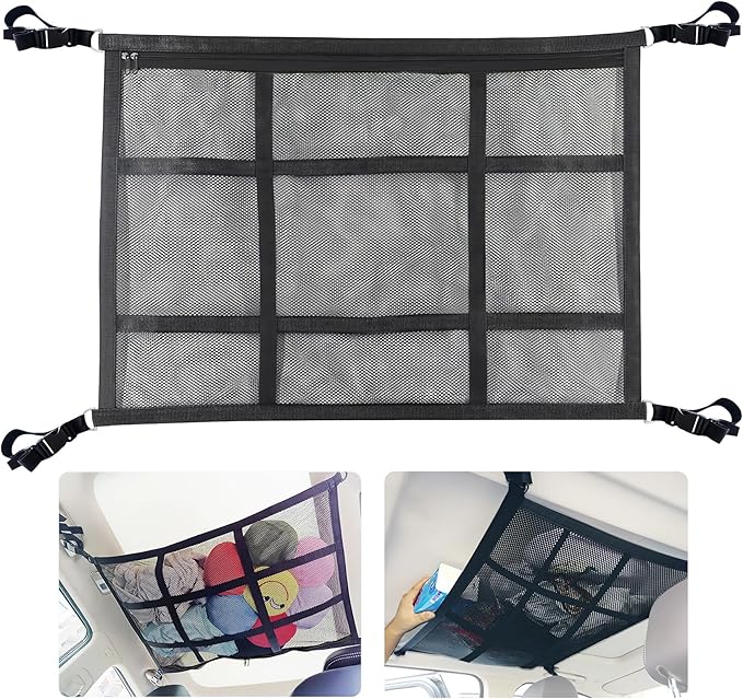 SUV Ceiling Cargo Net, Trunk Organizer, Car Roof Storage, Truck Netting, Van Interior Accessories, Double-Layer Mesh Camping