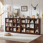 Joaxswe 12 Cube Storage Organizer, 41" Large Bookshelf with Curved Edge, Wood Floor Standing 3-Tier Cubby Bookcase w/Base, Vi