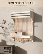 Rebee Vision Decorative Key Holder Wall Mount with Mini Drawer Organizer - Farmhouse Key Holder for Wall with Mail Organizer 