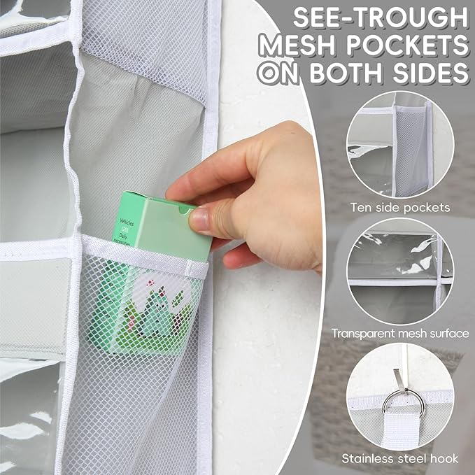 Ridering Over the Door Organizer 5 Tiers,Extra Large Behind Door Storage of 10 Compartments for Toys Clothes Diaper Organizer
