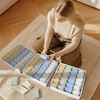 Sock Organizer 4 Pack, 24 Cell Foldable Underwear & Sock Storage, Drawer Organizer for Ties, Belts. (White)