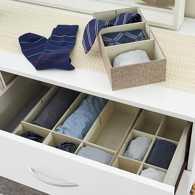 Household Essentials 3 Piece Starter Set, Latte Drawer Organizer, 3 Count (Pack of 2), Brown