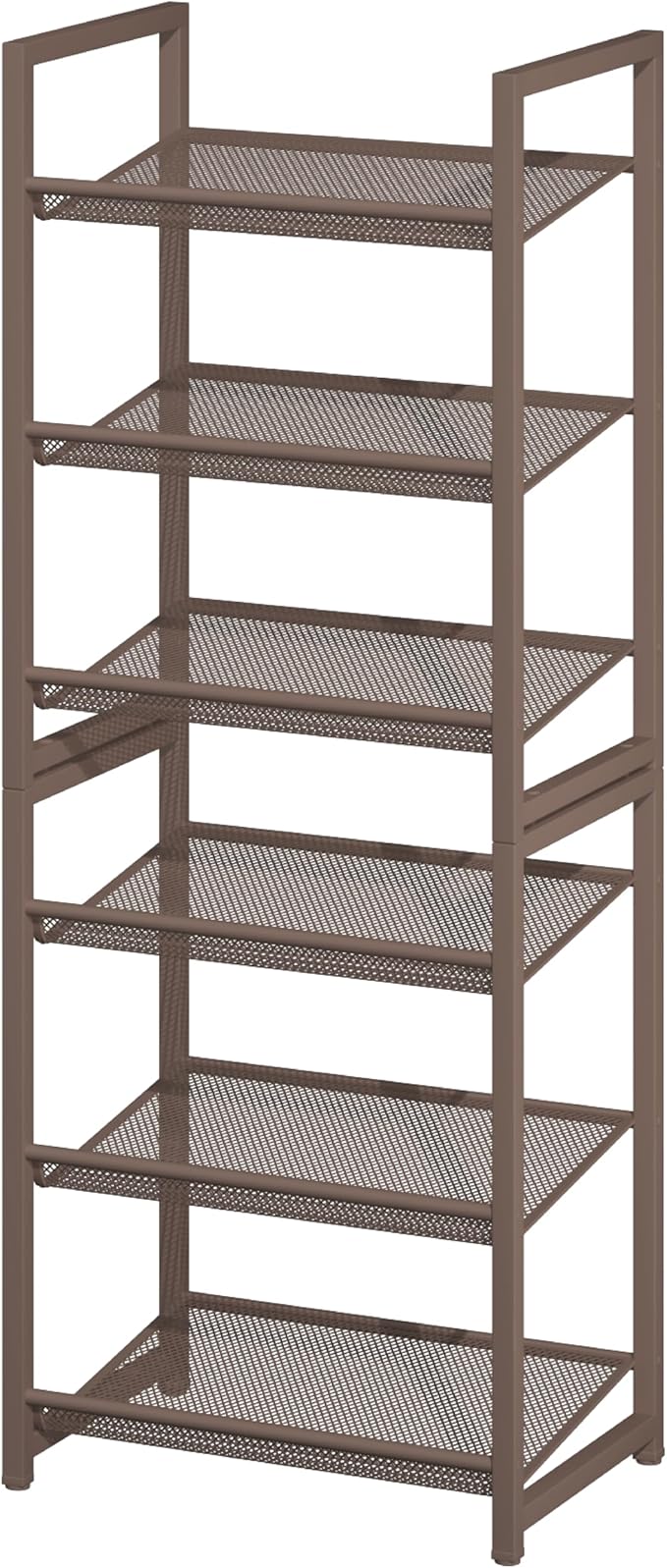6 Tier Shoe Rack, Stackable Shoe Storage with Mesh Shelves, Holds 12-15 Pairs, Metal Shoe Organizer for Entryway Closet Garag