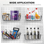5-Piece Pegboard Baskets Set - Heavy Duty Peg Board Organizer Accessories Bin Set, Premium Black Metal Wire Baskets Tool Shel