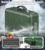 Fireproof Document Box, Hard Case Highly Flame-Resistant Fire Proof Waterproof File Organizer with Lock, Portable Fire Safe f