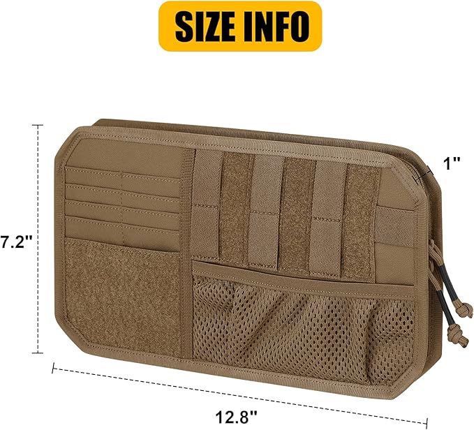Car Sun Visor Organizer, Tactical Sunvisor Organizers Storage Covers for Trucks, Molle Panel with Pockets Zipper Visor Storage Pouch Accessories, Fits Most Vehicles, SUVs & Jeeps (CB)