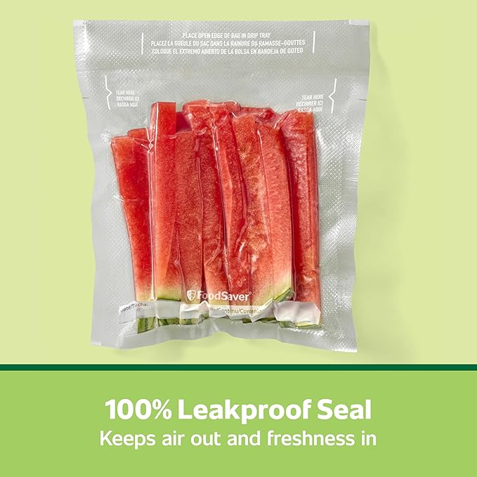 FoodSaver Quart Pre-Cut Vacuum Seal Bags, Easy Use Vacuum Storage Bags, Align to Seal and Tear to Open Vacuum Sealer Storage 