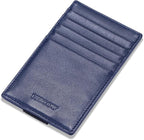 HISCOW Car Sun Visor Card Holder with Elastic Band Fastener - Italian Calfskin (Dark Blue)