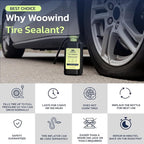 Tire Inflator Portable Air Compressor for Car, Bike, Motorcycle, SUV, Offroad & Truck - Fast Car Pump, 150 PSI, Cordless 12V DC, LED Display Emergency Light by Woowind (LP1+Tire seanlant)