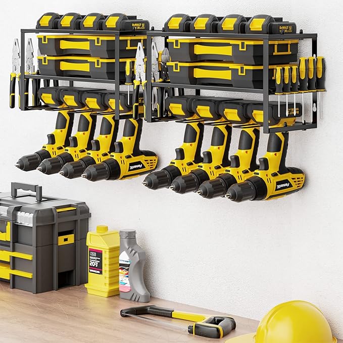 Spacecare Power Tool Organizer- Power Drill Tool Holder- Heavy Duty Tool Shelf & 2 Pack 3 Layers Tool Rack Cordless Drill Hol