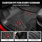 Powerty Floor Mats for 2023-2025 2026 Chevy Colorado/GMC Canyon Accessories, All Weather Car Liners TPE Truck Mats, 1st & 2nd Row Black