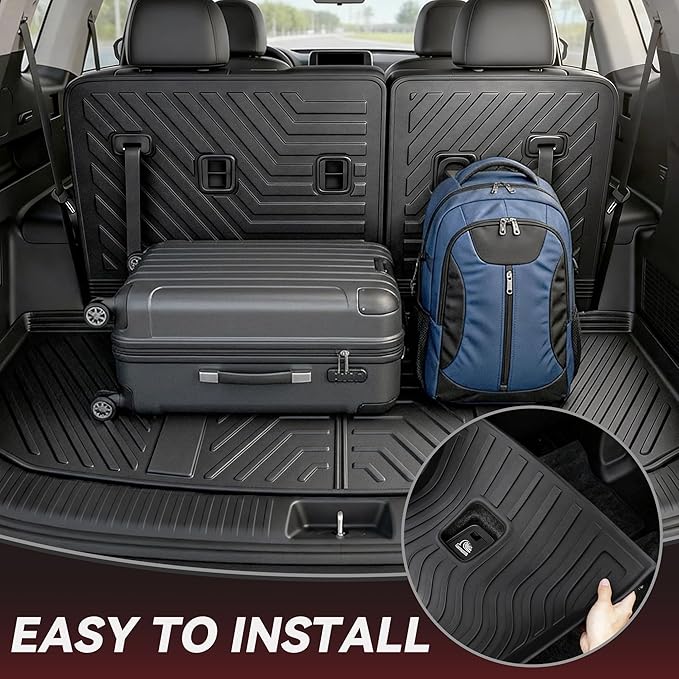 YITAMOTOR Floor Mats for Ford Expedition 2018-2024 7-Seater (Not for Max Model), Custom Fit All Weather TPE Mat, 18-24 Ford Expedition 7 Seats Accessories Floor Liners Full Set, Backrest & Cargo Liner