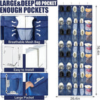 Windyun 40 Large Over the Door Hanging Shoe Organizer Navy Blue Mesh Pockets Shoe Rack for Closet Behind Door Hanger Storage 
