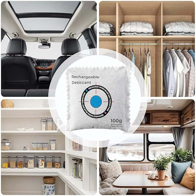 Car Dehumidifier Bag - Color Indicating Reusable Absorber, Leakproof Desiccant with Moisture Control Design, Car Truck with E
