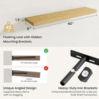 Fun Memories Rustic Wood Floating Shelves for Wall, Space-Saving Wall Mounted Shelves for Bathroom, Bedroom, Living Room and 