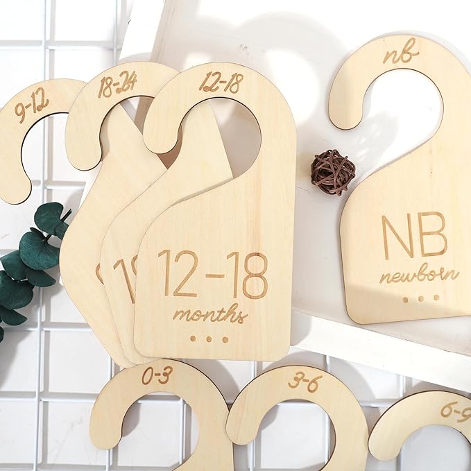 Baby Closet Dividers Wooden - Clothes Size Markers for Babies,Organize Babies Closet Hanger,Baby Nursery Closet Dividers,Newb