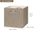 Posprica Collapsible Storage Bins,13×13 Foldable Storage Cube Boxes Fabric Drawer Fabric Storage Bins Vinyl Record Light Coff