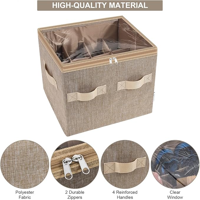 Moteph Shoe Organizer for Closet - Shoe Storage Organizer for Closet Organization with Clear Cover & Adjustable Dividers, Sho