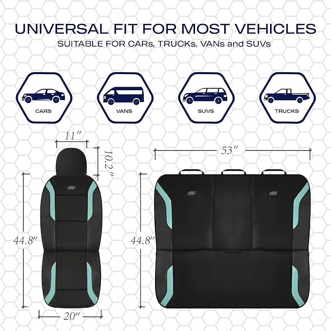 Skechers Memory Foam Car Seat Covers, Air Cool Mesh Thick Seat Covers, Car Seat Full Sets, Airbag Compatible, Automotive Comf