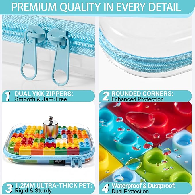 YQBRAO 3 Pack Hard Sided Clear Zipper Case for Storage- Thickened-Grade Clear Hard Shell Zipper Case for Organizing Bead, Han