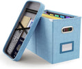 Oterri Portable Document Organizer with Lid, Hanging Storage Box with Mesh Pocket for Letter Files, Smooth Sliding Rail - Sky