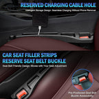 2PCS Car Seat Gap Filler Organizer 4In1 Between Seat & Console Inserts Gap Stopper Plug with Fill,Storage,Hook Function & Concealed Small Hammer,Upgraded Universal No Drop Seat Guard for Cars (Black)