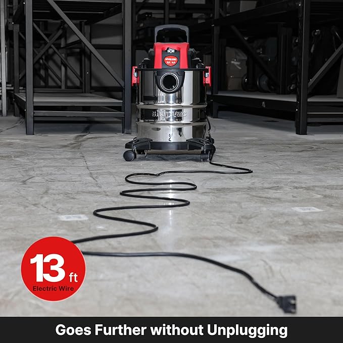 Shop-Vac 5 Gallon 4.0 HP Wet/Dry Vacuum with Blower Function, Stainless Steel Tank, Portable Shop Vacuum with Wheels, Include