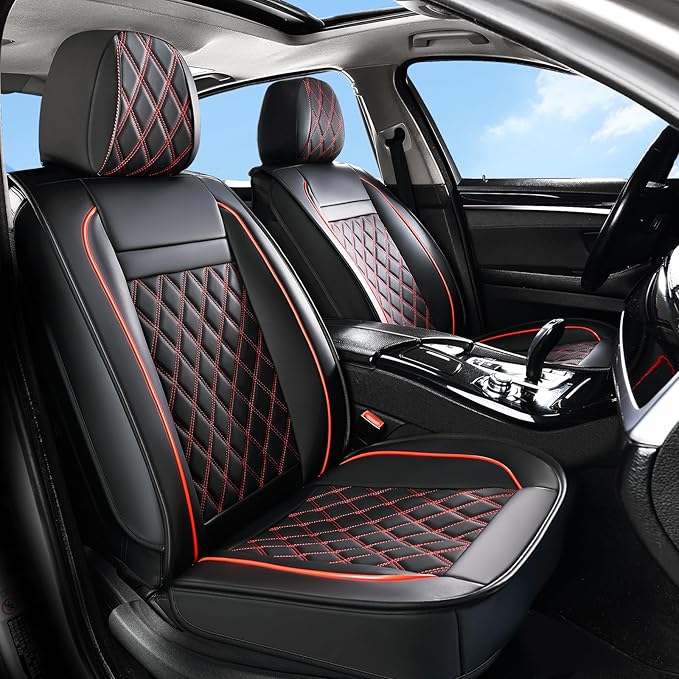 Huidasource Car Seat Covers for Front Seat, Car Seat Cushion Waterproof, Full-Cover Faux Leather Car Seat Cover Protector Uni