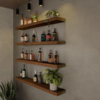 ROGMARS 36 Inches Long Walnut Floating Shelves,Rustic Solid Wood Farmhouse Wall Shelves with Invisible Brackets for Bathroom,