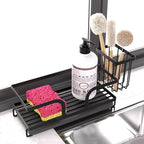 Sponge Holder for Kitchen Sink,Sink Caddy Organizers with Stone Drying Tray, Kitchen Sink Organizer for Sponges, Soap, 9.7" x
