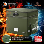 DocSafe File Box with Lock,Multi-Layer Fireproof Document Box Collapsible File Storage Organizer with Pockets/Handle,Portable