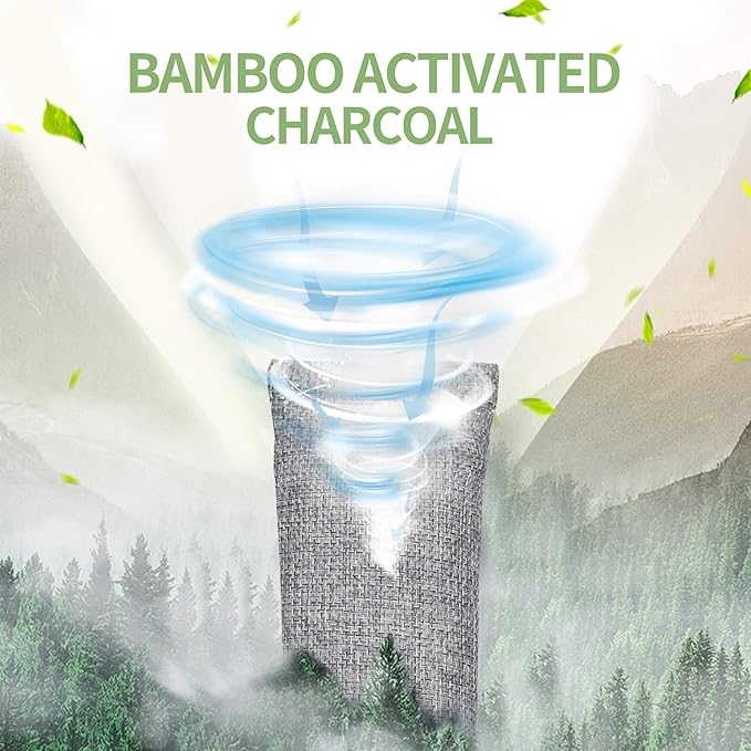 6 Pack Bamboo Charcoal Air Purifying Bag, Activated Charcoal Bags Odor Absorber, Moisture Absorber, Natural Car Air