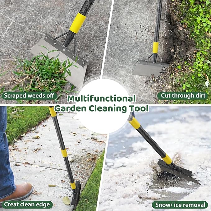 Garden Flat Shovel,74" Floor Weeding Scraper for Driveway Sidewalks, Floor Ice Snow Removal Tool for Outdoor Garden, Multifunctional Graden Shovel for Lawn Edging Weeding Chopping