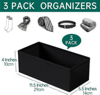 3 PACK Drawer Organizer Clothes，drawer Divider， Dresser Drawer Storage for Sock, Underwear, Bra，Panties，Belt, Tie, Stockings,