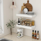 Deep Floating Shelves | 24 Inch White Floating Shelves Set of 2 | 12 Inch Deep Rustic Wood Shelves for Wall | 24" W x 12" D W
