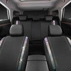 CAR PASS Bling Diamond Car Seat Covers Full Set, Shining Rhinestone Waterproof Faux Leather, Rear with Zipper, Universal Fit Automotive Glitter Crystal Sparkle Strips for Cute Women Girl,Muticolor