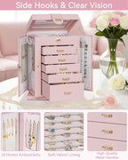 AKOZLIN 360° Rotating Jewelry Box 6-Tier Organizer Functional Jewelry Storage Case for Women Girls Ring Necklace Earring Brac