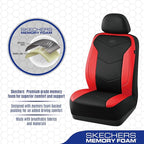 Skechers Memory Foam Seat Covers,Leather Car Seat Covers, Ultimate Comfort & Support Front Seat Covers Airbag Compatible, Aut