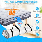 Mattress Vacuum Bag Twin/Twin XL Space Saver Mattress Vacuum Seal Bag with Straps for Moving Double Zip Seal Reusable Mattres