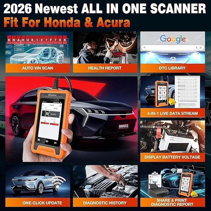 2026 LAUNCH Creader Elite OBD2 Scanner for Honda Acura, Full System Bi-Directional Diagnostic Scan Tool, Full Reset Code