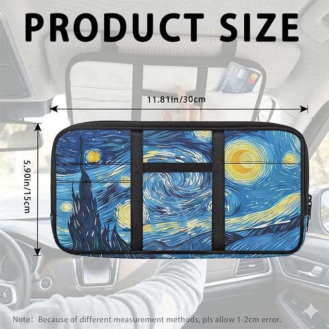 Starry Sky Car Sun Visor Storage Bag Multi-Function Organizer for Card Pen Invoice Pouch Case Bag Universal for Car Sun Visor Accessory 11.81 x 5.9 Inch