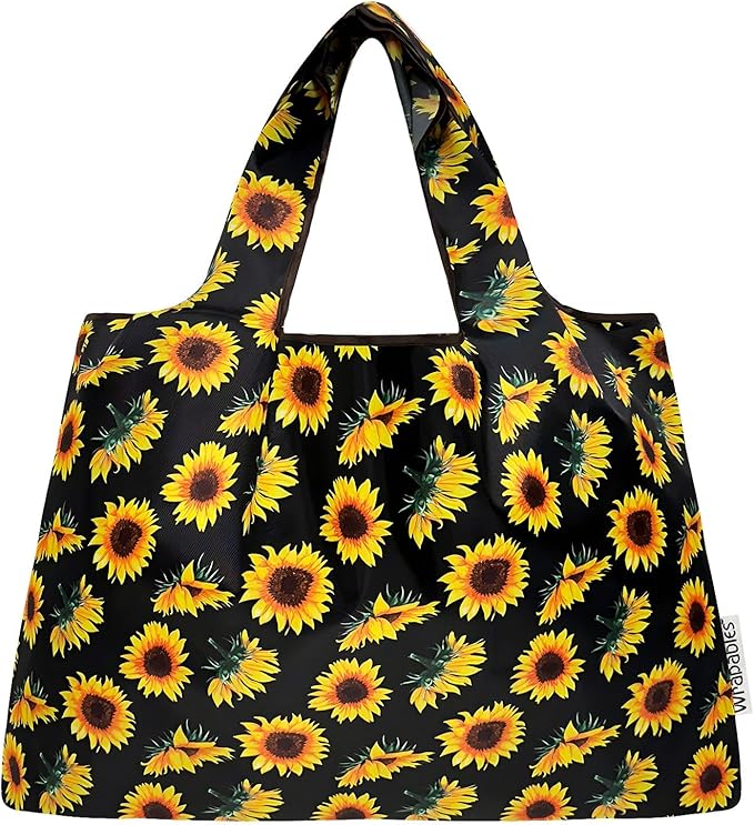 allydrew Large Foldable Tote Nylon Reusable Grocery Bags, 6 Pack
