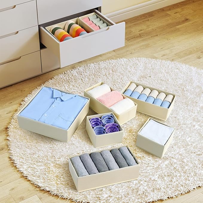 DIMJ Drawer Organizer Clothes, 24 Pack Dresser Organizer, Foldable Closet Organizers and Storage, Fabric Dresser Drawer Organ