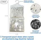 4 Pack Moisture Absorber Hanging Bags, Boat Dehumidifier with Charcoal, Unscented, Removes Dampness and Musty Odors, Ideal